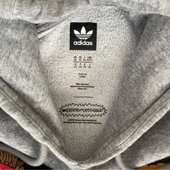 Adidas x Beavis & Butthead Limited Edition Graphic Hoodie Gray XS - Picture 5 of 5
